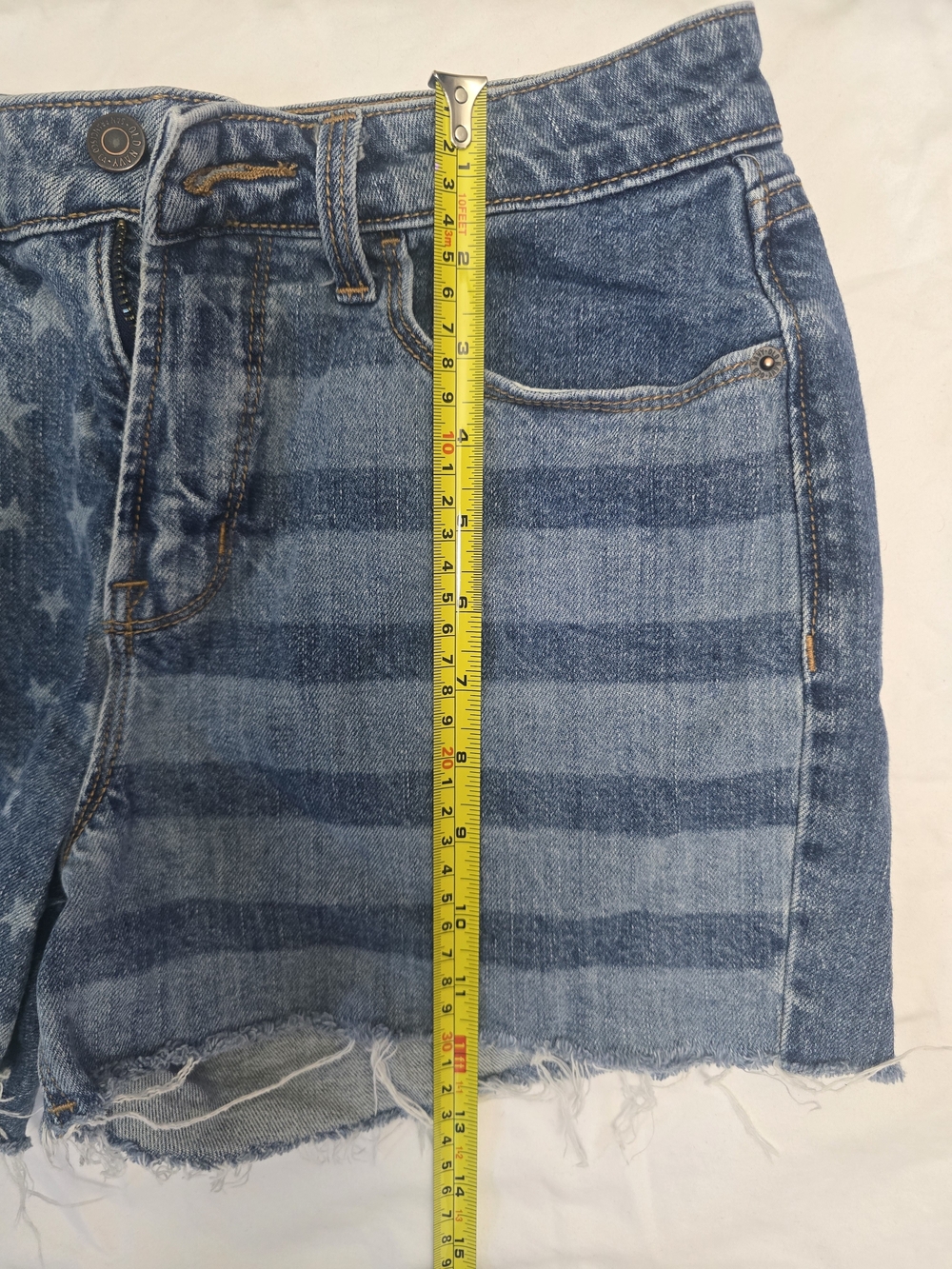 Old Navy High Rise Blue Denim Star & Stripe Cutoff Shorts - Picture 6 of 8